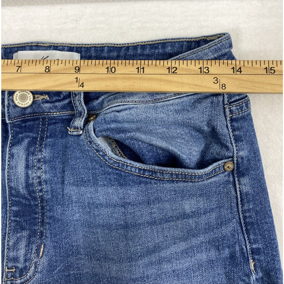 Kancan Jeans Junior Size 13 Destroyed Medium Wash Denim Straight Stretch Hi Rise - Picture 7 of 12